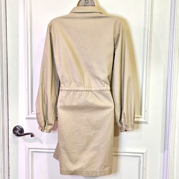 LOFT Beige Snap Front Closure Long Sleeve Shirt Dress,Medium Petite,NWT - Picture 10 of 16